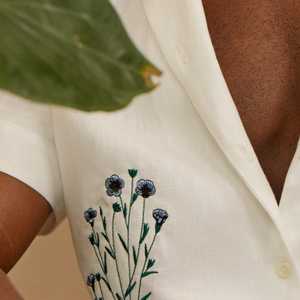 Celebrate all things natural with my shirts tailored from premium Irish woven linen. Created with utmost care in North London by olenkaatelier this extraordinary piece seamlessly blends traditional craftsmanship with contemporary design. Embroidered with the Flax plant which linen is made from    I prioritise sustainable fashion which is why Im using UK made corozo nut buttons for this shirt from bawntextiles Its material sourced from the tagua palm tree these buttons not only boast visual allure but also align with the commitment to ecofriendly production practices including organic cotton care labels.   fairfashion organic embroidery madeinuk london sustainablefashion fashion  slowfashion ethicalfashion cubanshirt love happy instagood fsccertifiedb knitwear menswear mensfashion irishlinen flax consciousclothing linen madeinlondon sustainablefashionbrand madewithcare consciousfashion positivity positivefashion positivefashionbrand